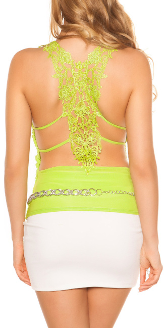 Top, meganeck with embroidery Green